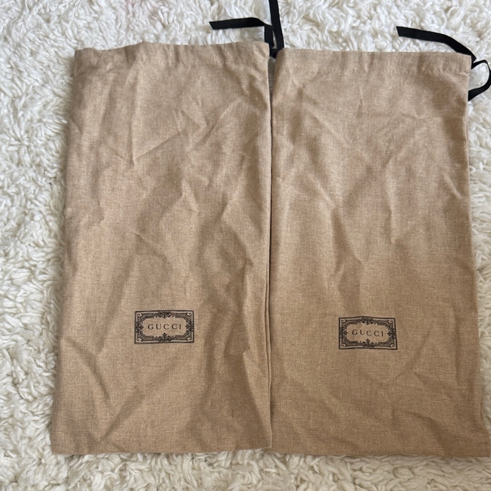Gucci Beige Dust Bags with Black Ties